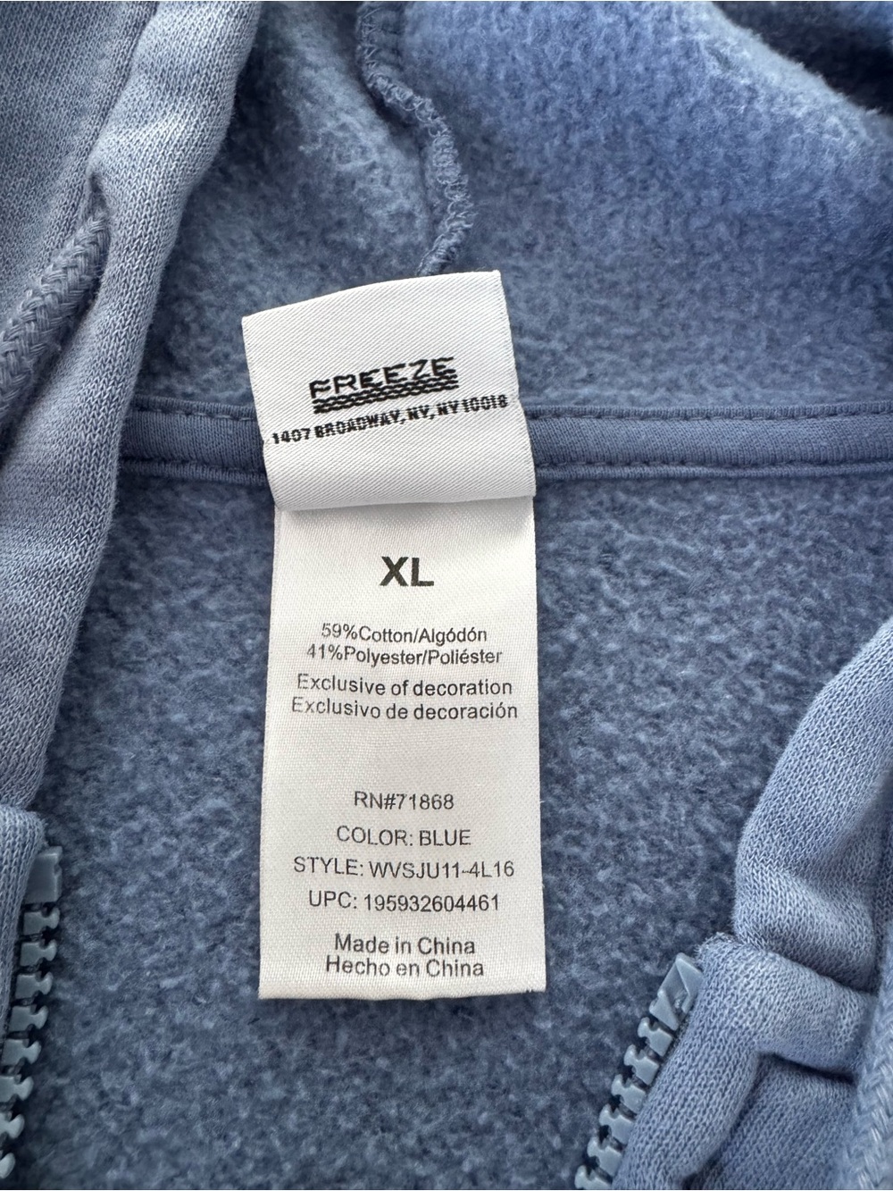 Disney Stitch Ohana Blue Zip Hoodie XL Freeze Fleece Graphic Sweatshirt - Picture 5 of 6